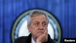 FILE - Nicholas Haysom, then the head of the U.N. Assistance Mission in Afghanistan, listens to a question during a news conference in Kabul, Afghanistan, Feb. 14, 2016.