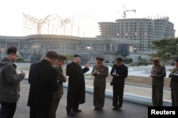 FILE - North Korean Leader Kim Jong Un visits the construction site of the Wonsan-Kalma coastal tourist area in this photo released April 5, 2019, by North Korea's Korean Central News Agency.