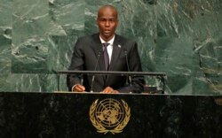FILE - Haitian President Jovenel Moise addresses the 72nd United Nations General Assembly at U.N. headquarters in New York, Sept. 21, 2017..