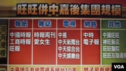 旺中集团媒体图表(拍摄自台湾公共电视台)（美国之音张永泰拍摄）