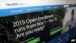 FILE - The HealthCare.gov website is seen on a computer screen in New York, Oct. 23, 2018. 