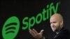 FILE: Daniel Ek, CEO of Swedish music streaming service Spotify, gestures as he makes a speech at a press conference in Tokyo on September 29, 2016. 