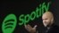 FILE: Daniel Ek, CEO of Swedish music streaming service Spotify, gestures as he makes a speech at a press conference in Tokyo on September 29, 2016. 