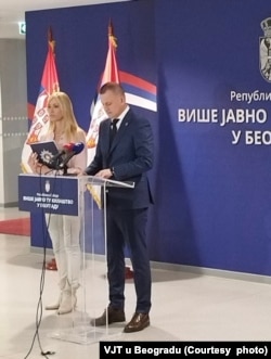 Tužilac Višeg javnog tužilaštva u Beogradu Nenad Stefanović na konferenciji za medije (Foto: VJT u Beogradu)