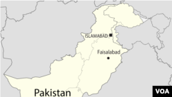 Map of Pakistan showing the location of Faisalabad