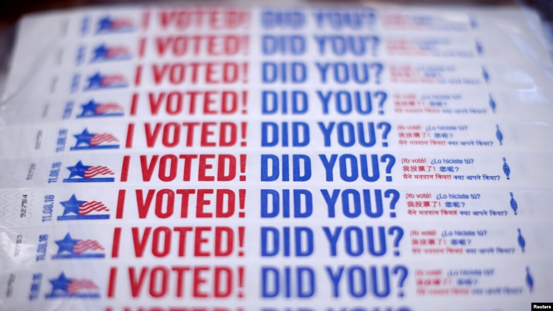 Wristbands for voters are seen at a polling station during early voting in Chicago, Illinois, U.S., Oct. 14, 2016. 