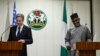 US Secretary of State Antony Blinken (L) attends a press conference with Minister of Foreign Affairs of Nigeria Yusuf Tuggar (R) at the Presidential Villa in Abuja on January 23, 2024. 