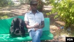 New Leader editor Itai Dzamara staging a sit-in in Harare's Africa Unity square Tuesday, October 21, 2014. (Photo: By Frank Chikowore)