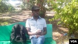 Itai Dzamara staging a sit-in in Harare's Africa Unity square Tuesday, October 21, 2014. (Photo: By Frank Chikowore)