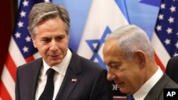 El secretario de Estado de EEUU, Antony Blinken, y el primer ministro israelí, Benjamin Netanyahu, en una conferencia de prensa conjunta, el lunes 30 de enero de 2023 en Jerusalén. 