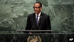 FILE - Rwanda's President Paul Kagame addresses the 70th session of the United Nations General Assembly, at U.N. Headquarters, Sept. 29, 2015.