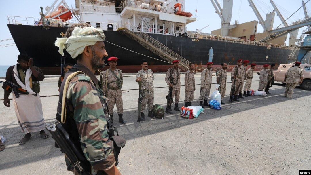 Pemberontak Houthi telah menarik pasukan militer mereka dari pelabuhan penting Hodeida, Yaman 11 Mei 2019. 