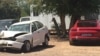 Mrs. Grace Mugabe's red Porsche (right) was involved in an accident with another vehicle along the Plumtree-Gaborone road on Friday night. (Picture: Martin Ngwenya)