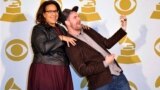 Brittany Howard, left, and Steve Johnson of Alabama Shakes pose for a photo backstage at the Grammy Nominations Concert Live! at Bridgestone Arena on Wednesday, Dec. 5, 2012, in Nashville, Tenn. (Photo by Donn Jones/Invision/AP)