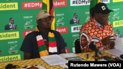Iziphathamandla zebandla leZanu PF eBindura, uMnu. Tafadzwa Mugwadi loMnu. Patrick Chinamsa