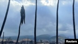 A view of flames near the ocean at the historic town of Lahaina