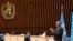 WHO ညွှန်ကြားရေးမှုးချုပ် Tedros Adhanom Ghebreyesus  က ဂျီနီဗာမြို့မှာ ပြုလုပ်တဲ့ ကမ္ဘာ့ကျန်းမာရေးညီလာခံ တက်ရောက်စဉ် ( ဓာတ်ပုံ - Reuters)