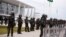 FILE - Army officers stand guard outside the Planalto Palace, in Brasilia, Brazil Jan. 11, 2023. 