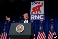 도널드 트럼프 미국 대통령이 24일 미국 노스캐롤라이나주 샬럿에서 열린 공화당 전당대회에서 연설했다.