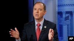 FILE - Rep. Adam Schiff, D-Calf., answers questions during an interview at the Associated Press bureau in Washington, Nov. 7, 2017.