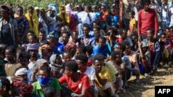 逃離提格雷地區戰亂的埃塞俄比亞難民聚集在蘇丹東部加達里夫州的邊境接待中心(2020年11月20日)