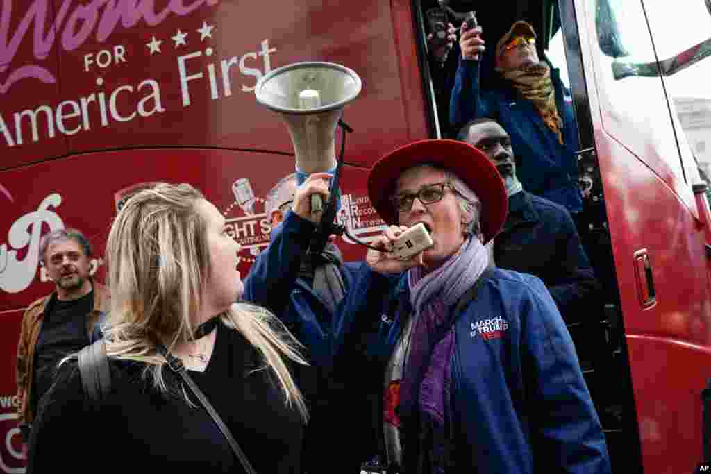 People attend a rally at Freedom Plaza Jan. 5, 2021, in Washington, in support of President Donald Trump. 