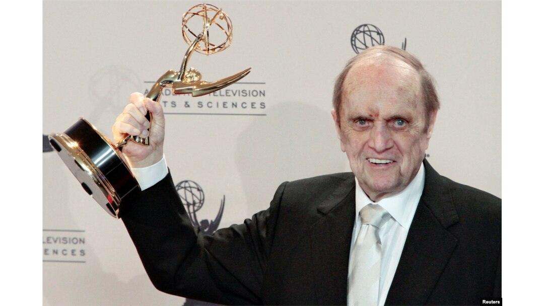 FILE - After nine nominations, Bob Newhart finally won an Emmy Award — Outstanding Guest Actor in a Comedy Series — for his appearance on "The Big Bang Theory," Los Angeles, Sept 15, 2013.