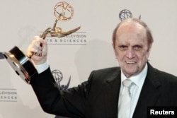 FILE - After nine nominations, Bob Newhart finally won an Emmy Award — Outstanding Guest Actor in a Comedy Series — for his appearance on "The Big Bang Theory," Los Angeles, Sept 15, 2013.