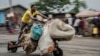 People displaced by the fighting with M23 rebels make their way to the center of Goma, Democratic Republic of the Congo, Jan. 26, 2025. 