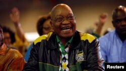 South African President Jacob Zuma reacts during the closing address at the 54th National Conference of the ruling African National Congress (ANC) in Johannesburg, South Africa, Dec. 21, 2017.