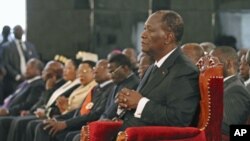 Ivory Coast President Alassane Ouattara attends a ceremony at the presidential palace in Abidjan, Ivory Coast, May 6, 2011