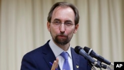 FILE - U.N. High Commissioner for Human Rights Zeid Ra’ad al-Hussein says both sides are at fault in the recent surge in Israeli-Palestinian violence.