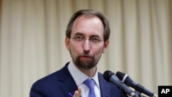 FILE - U.N. High Commissioner for Human Rights Zeid Ra’ad Al Hussein answers questions during a press conference in Seoul, South Korea, June 25, 2015.