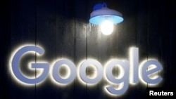 FILE - The logo of Google is seen in Davos, Switzerland Jan. 20, 2020. 