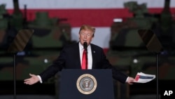 President Donald Trump speaks at Joint Systems Manufacturing Center in Lima, Ohio, March 20, 2019.
