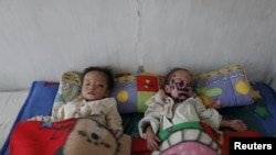 북한 혜주시 병원에 입원한 북한 아동들. (자료사진)