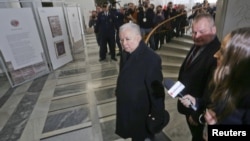 Law and Justice party leader Jaroslaw Kaczynski arrives at the Sejm, the lower house of parliament in Warsaw, Poland, Jan. 9, 2017.