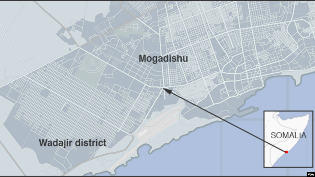 Letak ibukota Mogadishu, Somalia.