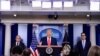  El presidente de los Estados Unidos, Donald Trump, mantiene una conferencia de prensa sobre la economía de los Estados Unidos en la Casa Blanca en Washington el 2 de julio del 2020