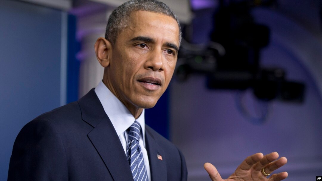 Presiden AS Barack Obama memberikan pernyataan mengenai keputusan dewan juri di Ferguson minggu lalu (24/11).