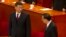 中国最高领导人习近平和中国总理李克强出席2019年4月30日举行的纪念五四运动100周年大会