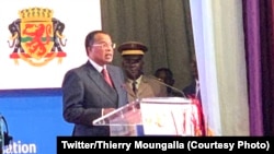 Président Denis Sassou N'Guesso na lisikulu na ye na bofungwami ya Forum ya bokengi ya bileyi ya Afrika ya kati, na Brazzaville, Congo, 19 novembre 2019. (Twitter/Thierry Moungalla)