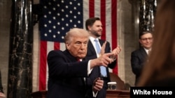 美国总统特朗普对国会两院联席会议发表国情咨文讲话。(2026年2月24日)