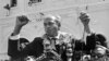 FILE - Then-chairman of the People's Party and former foreign minister Zulfikar Ali Bhutto is seen after arriving in Karachi in Feb, Pakistan, in Feb. 1969, following three months of imprisonment.