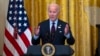 President Joe Biden speaks at a reception celebrating Diwali, in the East Room of the White House in Washington, Oct. 28, 2024.