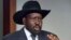 South Sudan's President Salva Kiir speaks after meeting with Sudan's President Omar al-Bashir, in the capital Juba, South Sudan, Jan. 6, 2014. 