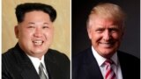 Prezida Donald Trump wa Amerika (i buryo), na Kim Jong Un wa Koreya ya Ruguru (i bubamfu)/