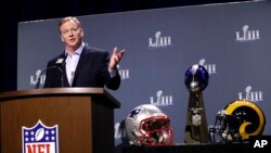 Komisaris NFL Roger Goodell dalam konferensi pers untuk NFL Super Bowl 53, 30 Januari 2019, di Atlanta. (Foto: AP)