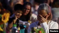 FILE—People attend a seder in support of hostages kidnapped in the deadly October 7 attack on Israel by the Palestinian Islamist group Hamas from Gaza, at the beginning of the Jewish holiday of Passover, in Tel Aviv, Israel April 22, 2024.