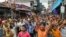 Bangladeshi garment workers shout slogans during a protest march in Narayanganj, near Dhaka, Sept. 25, 2013. 